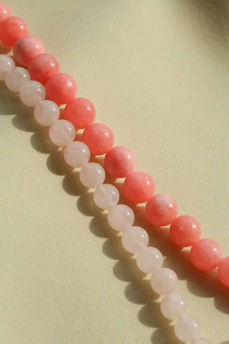 Peach Chalcedony & Rose Quartz Magnetic Convertible Beaded Necklace