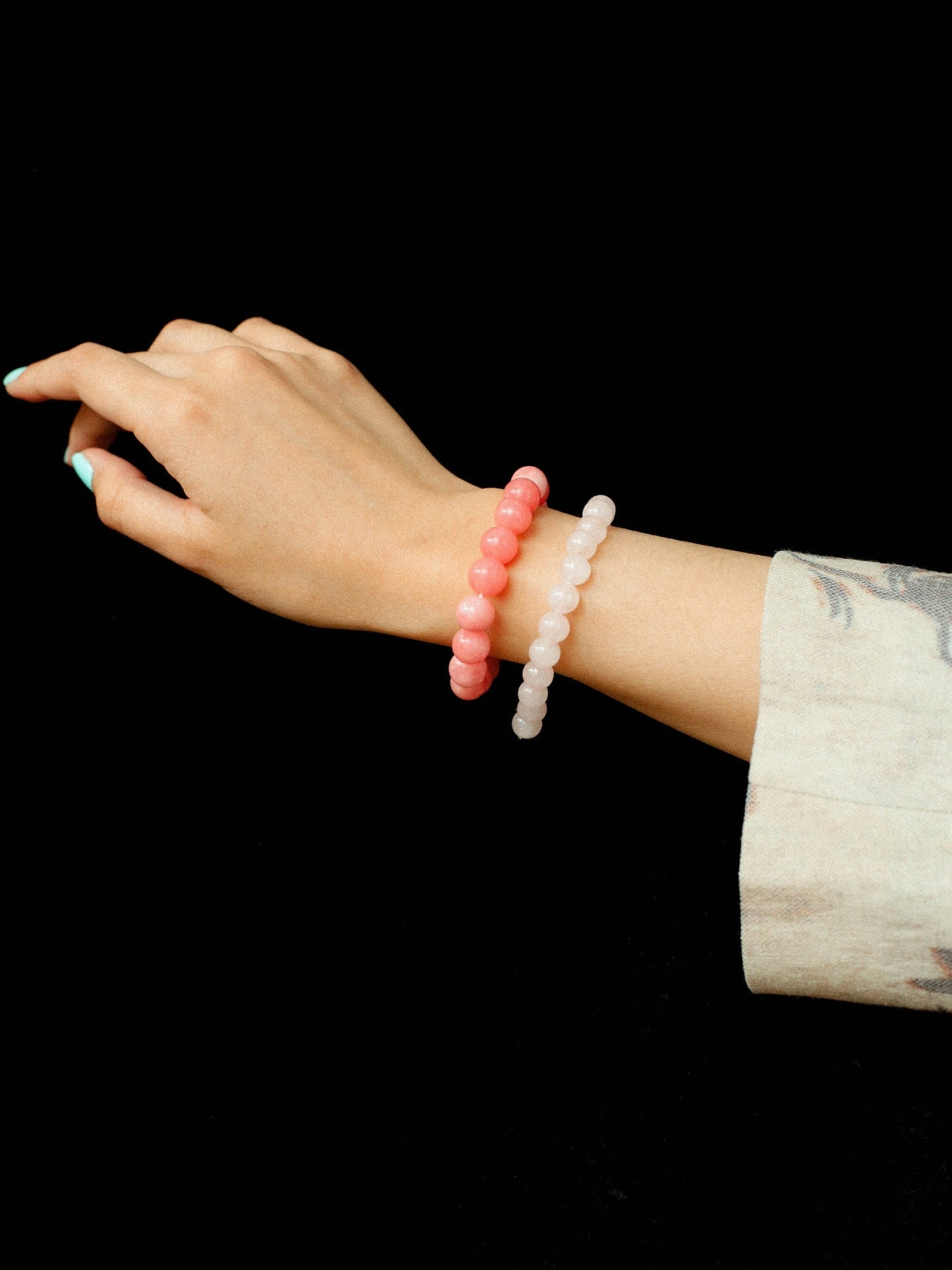 Peach Chalcedony & Rose Quartz Magnetic Convertible Beaded Necklace