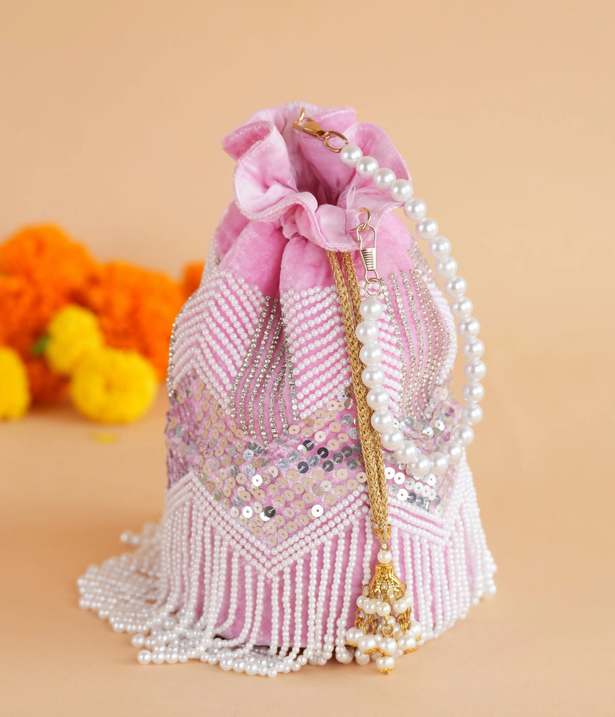PEARL FRINGED POTLI BAG