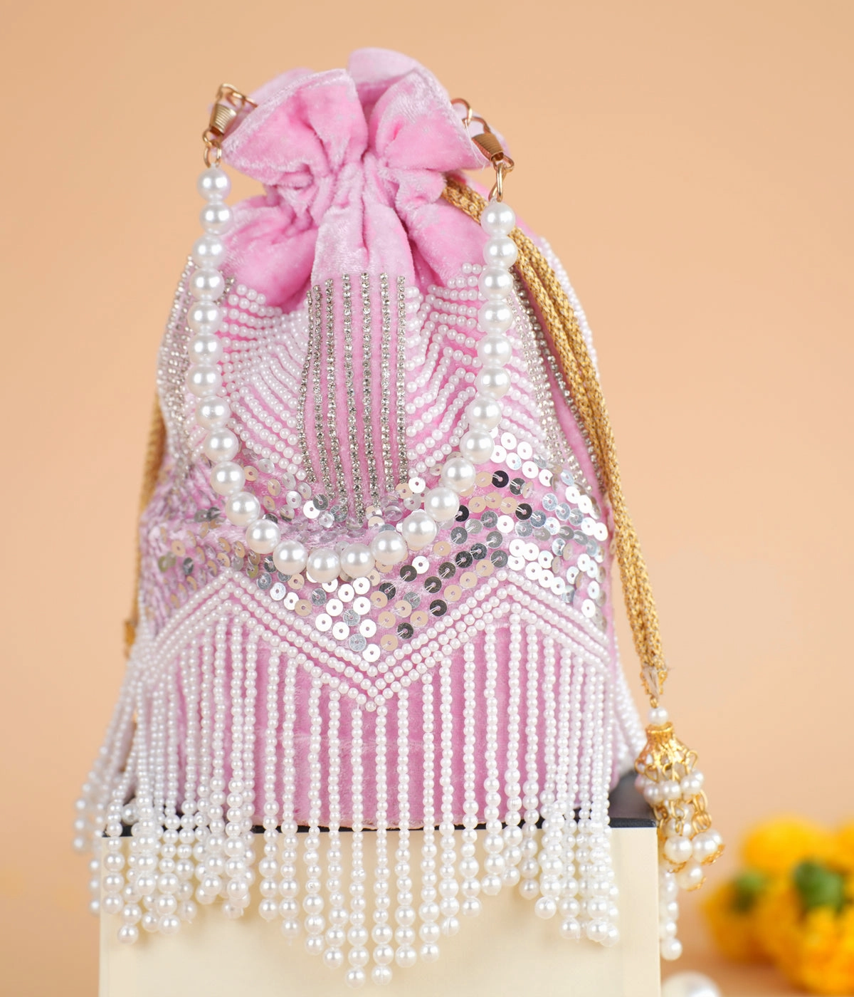 PEARL FRINGED POTLI BAG