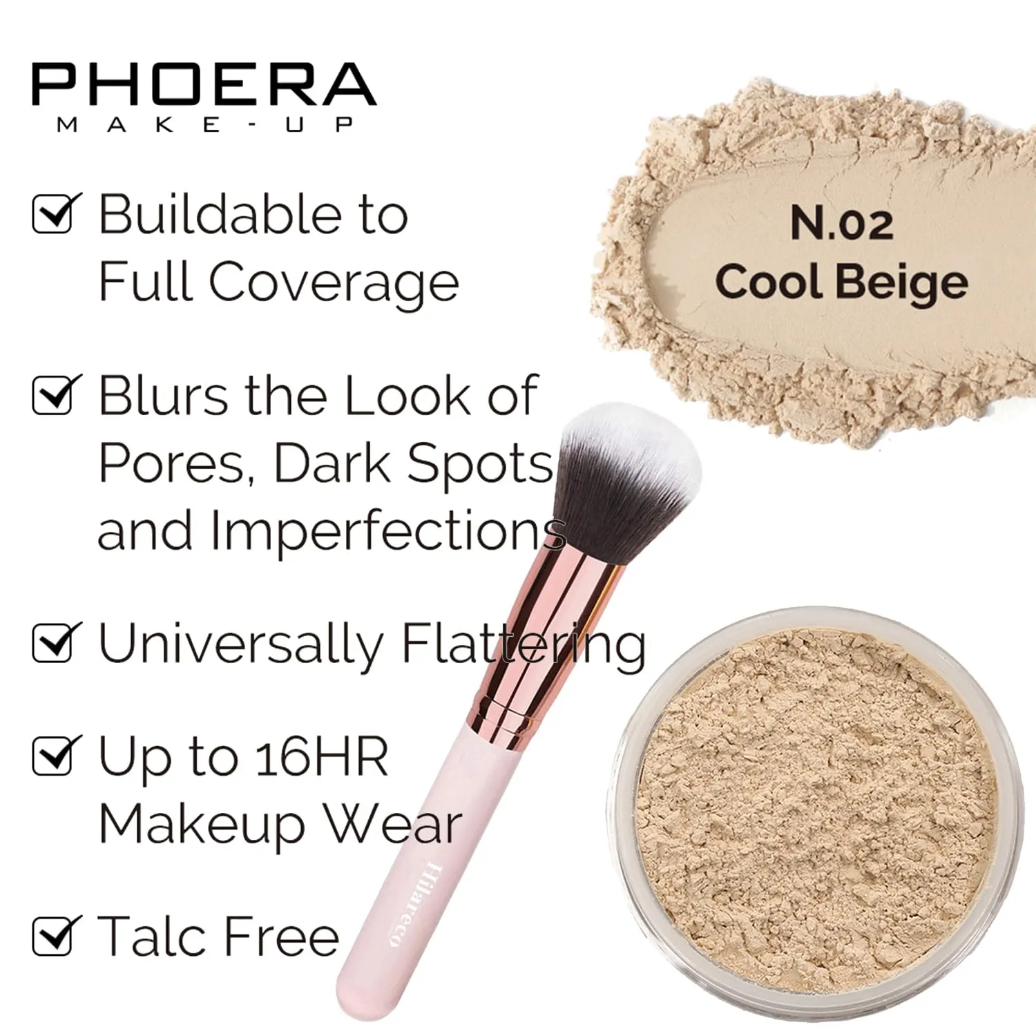 PHOERA Foundation, Full Coverage Foundation, PHOERA Primer, PHOERA Powder, PHOERA Makeup Set, Kabuki Makeup Brushes Foundation Brush Powder Brush,2 Pcs Makeup Sponge (104 Buff Beige   105 Sand)