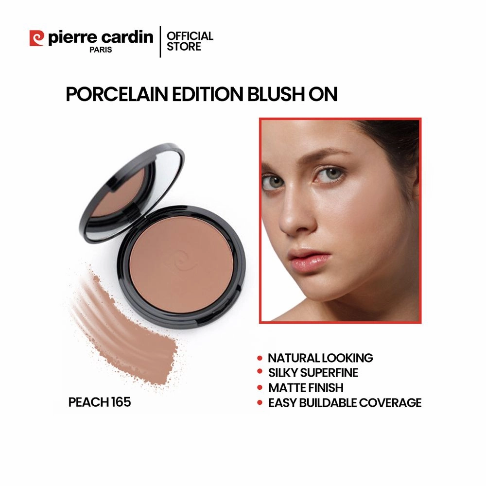 Pierre Cardin Paris Porcelain Edition Blush On, Natural Soft & Blendable, Silky Superfine Powder, 13g, Peach 165