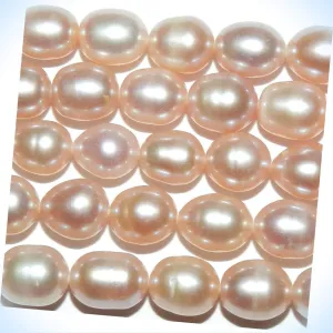 Pink 7mm - 8mm Rice Cultured Freshwater Pearl Gemstone Beads 14" for Jewelry Making Bracelets Necklaces Supplies for DIY Crafts Handmade Bracelets Beadwork