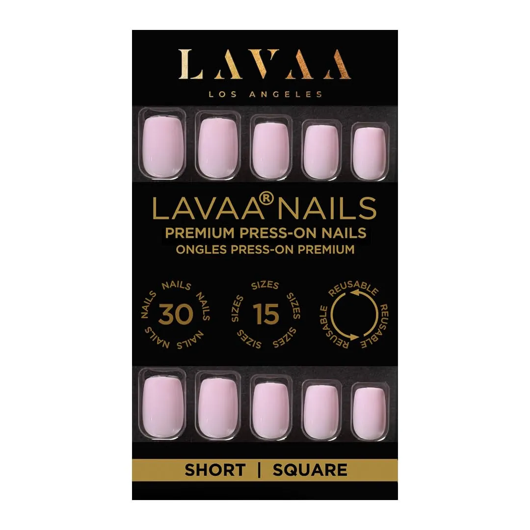 PINK DREAMS Press-On Nails by Lavaa Beauty | Short Square Light Natural Pink Glossy Finish