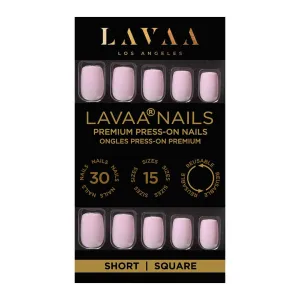 PINK DREAMS Press-On Nails by Lavaa Beauty | Short Square Light Natural Pink Glossy Finish