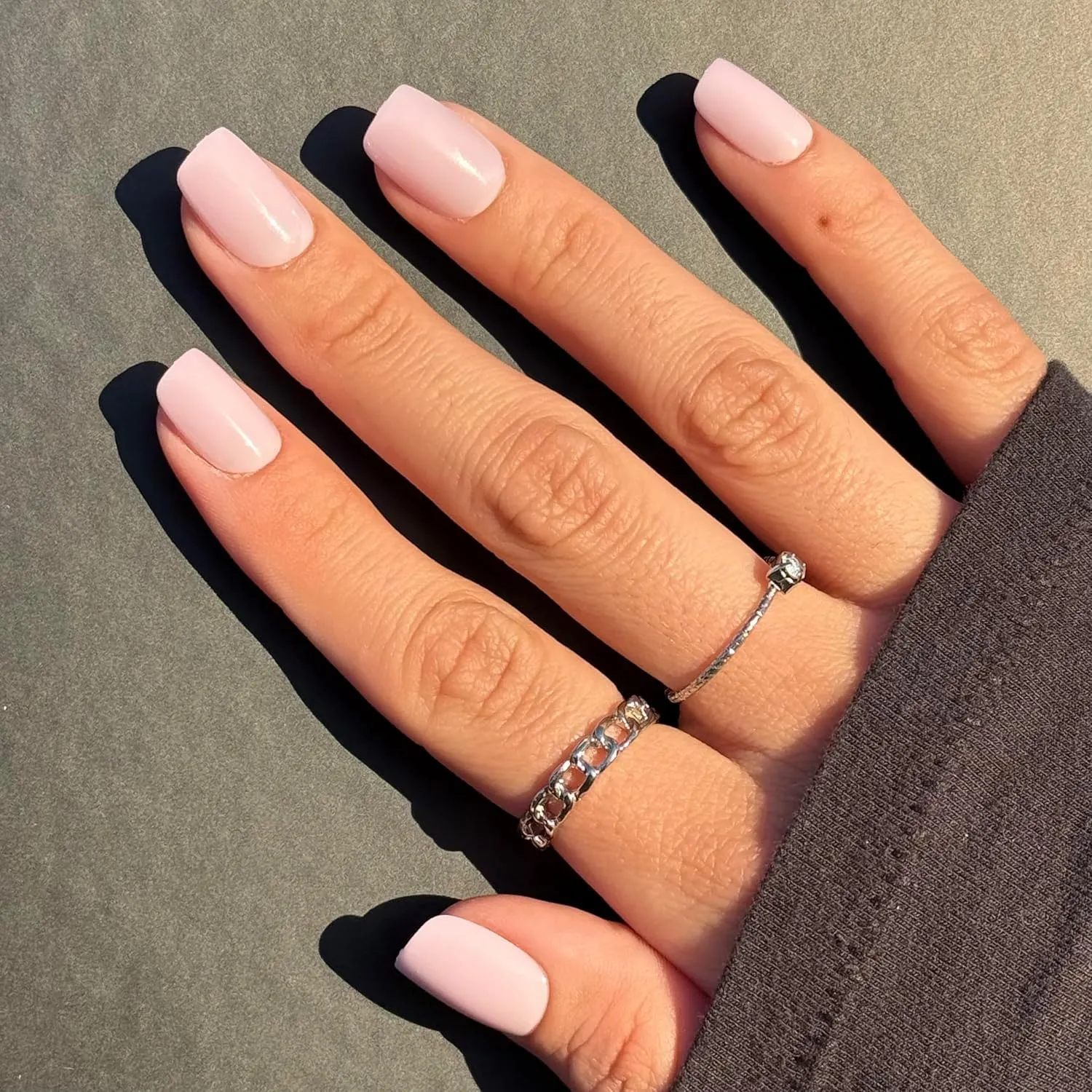 PINK DREAMS Press-On Nails by Lavaa Beauty | Short Square Light Natural Pink Glossy Finish