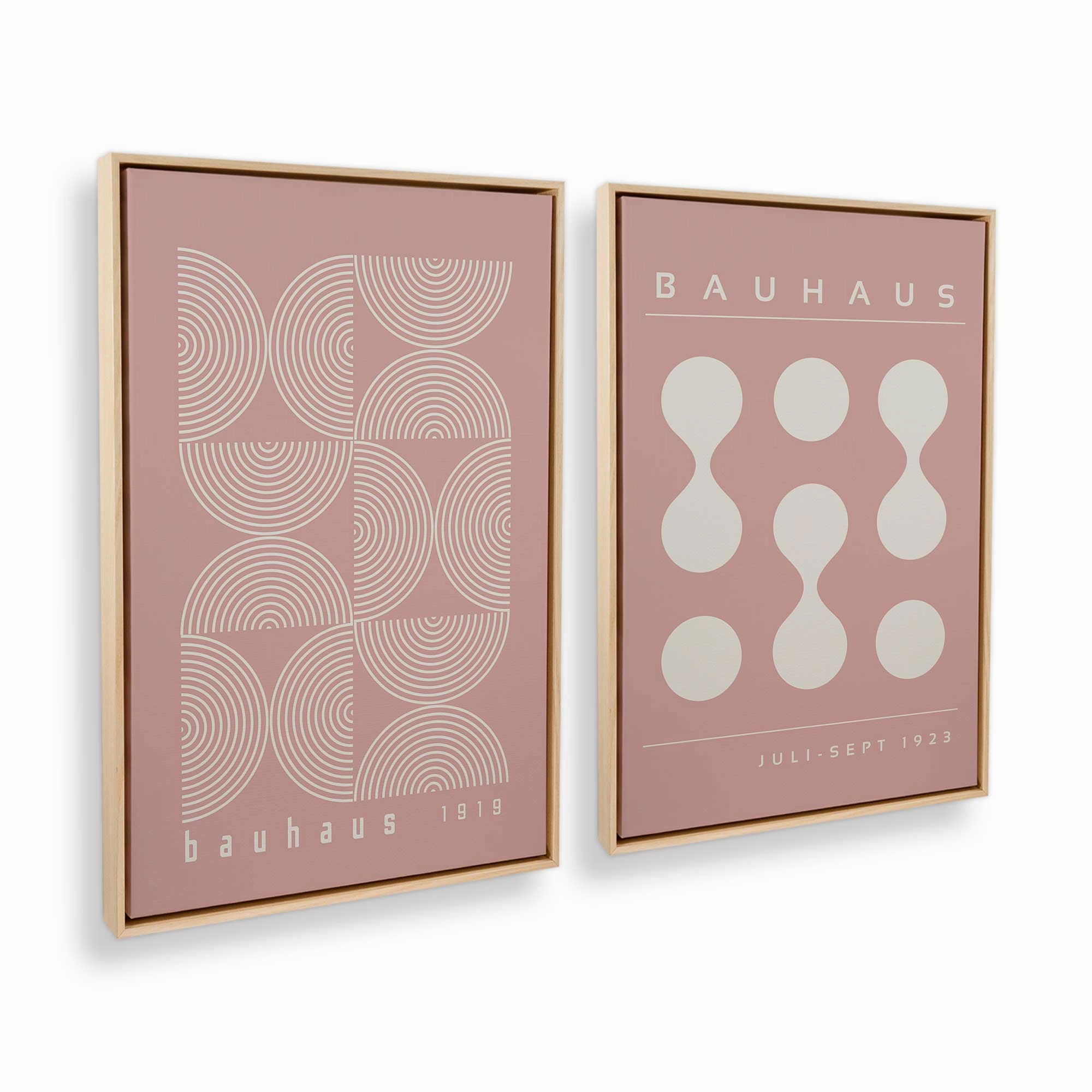 Pink Bauhaus Flow, Set of 2 Prints on Canvas