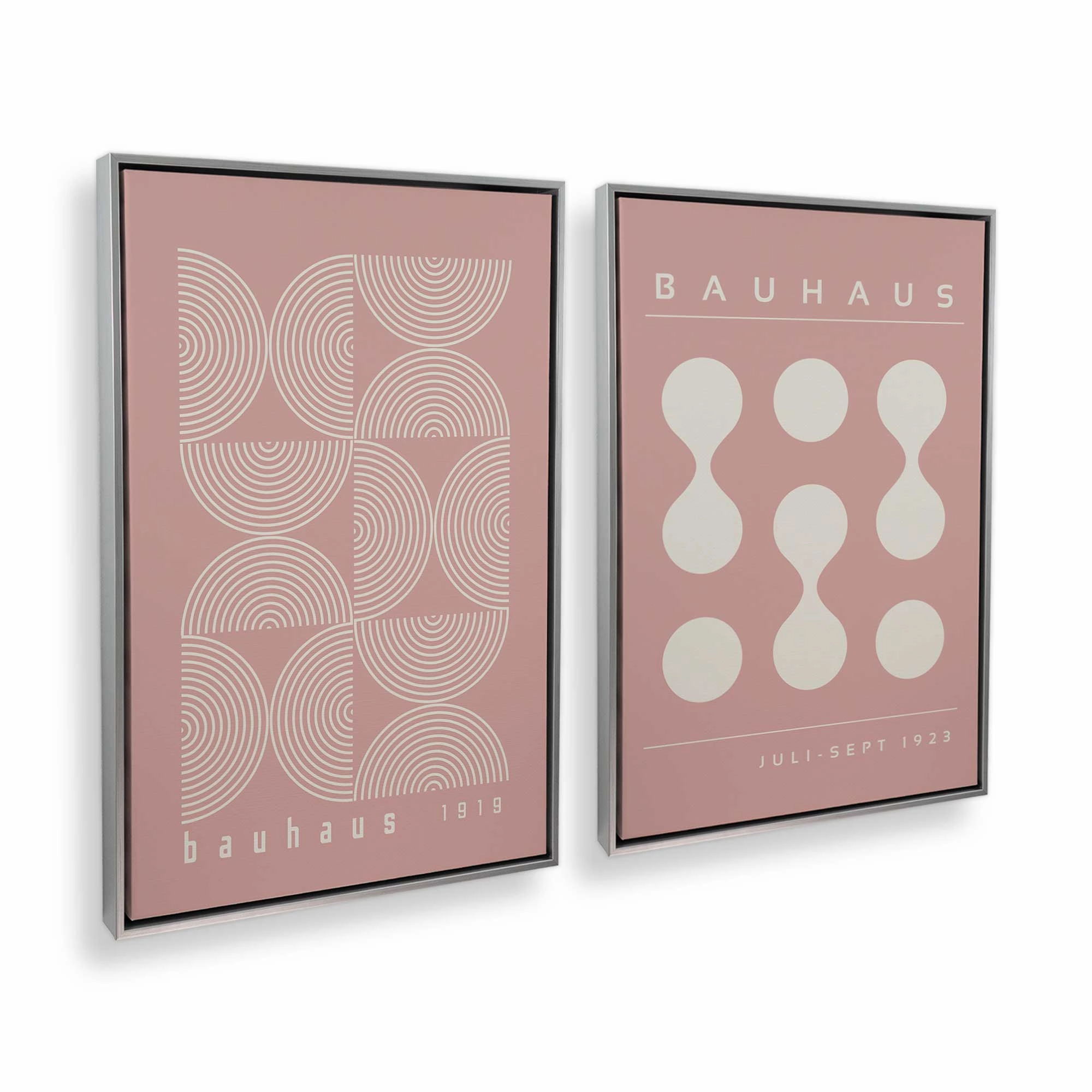 Pink Bauhaus Flow, Set of 2 Prints on Canvas