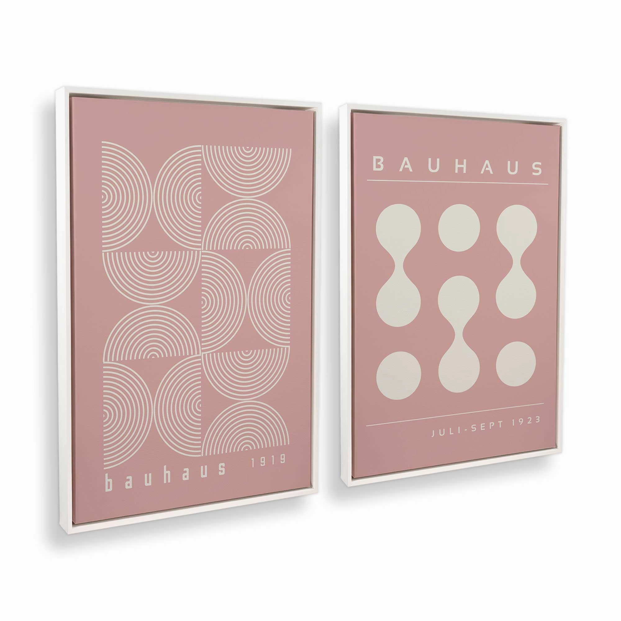 Pink Bauhaus Flow, Set of 2 Prints on Canvas