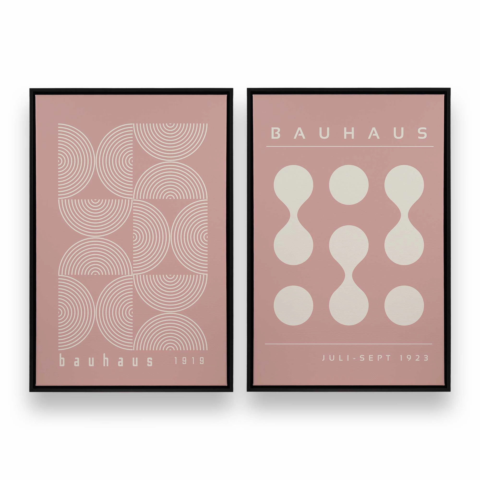 Pink Bauhaus Flow, Set of 2 Prints on Canvas