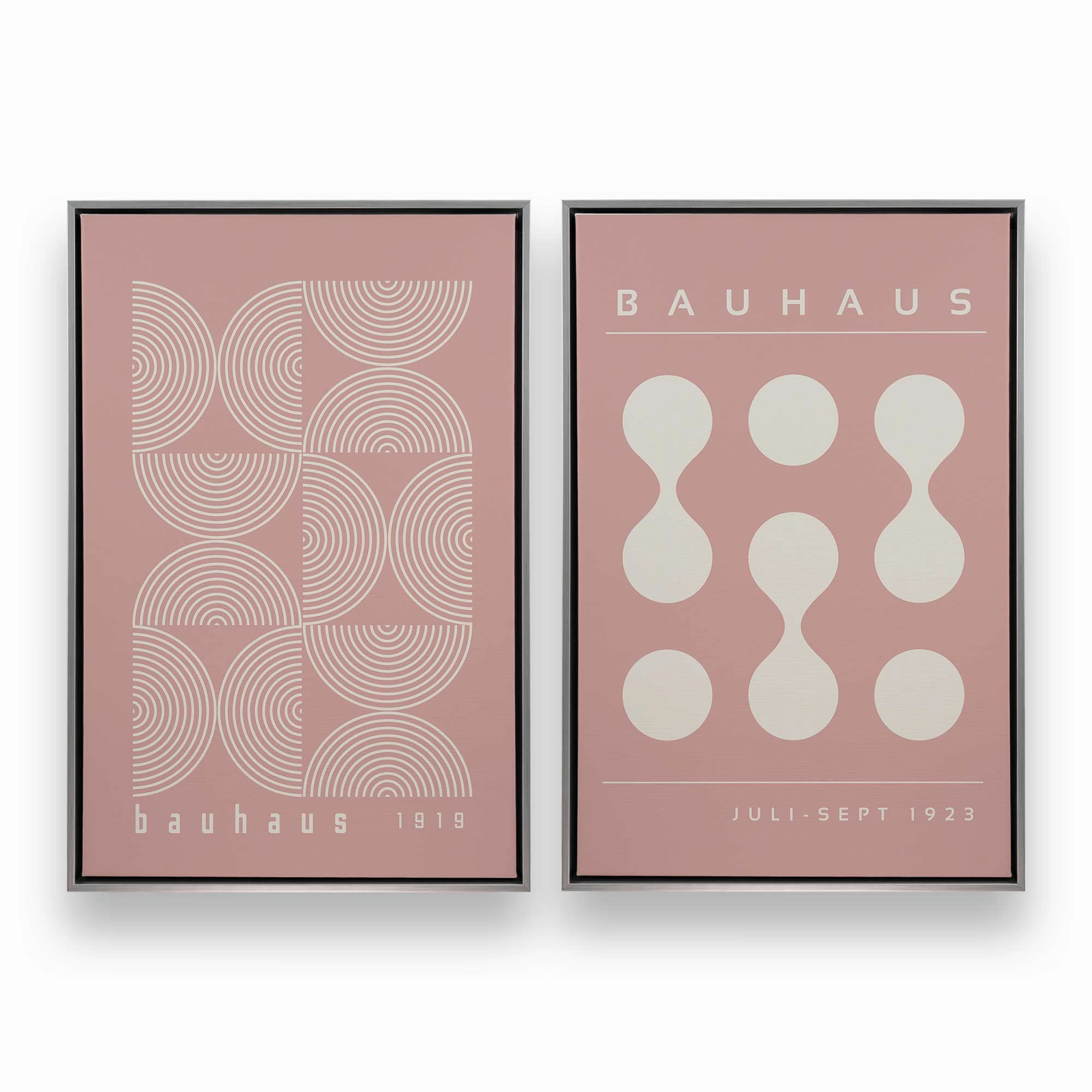 Pink Bauhaus Flow, Set of 2 Prints on Canvas