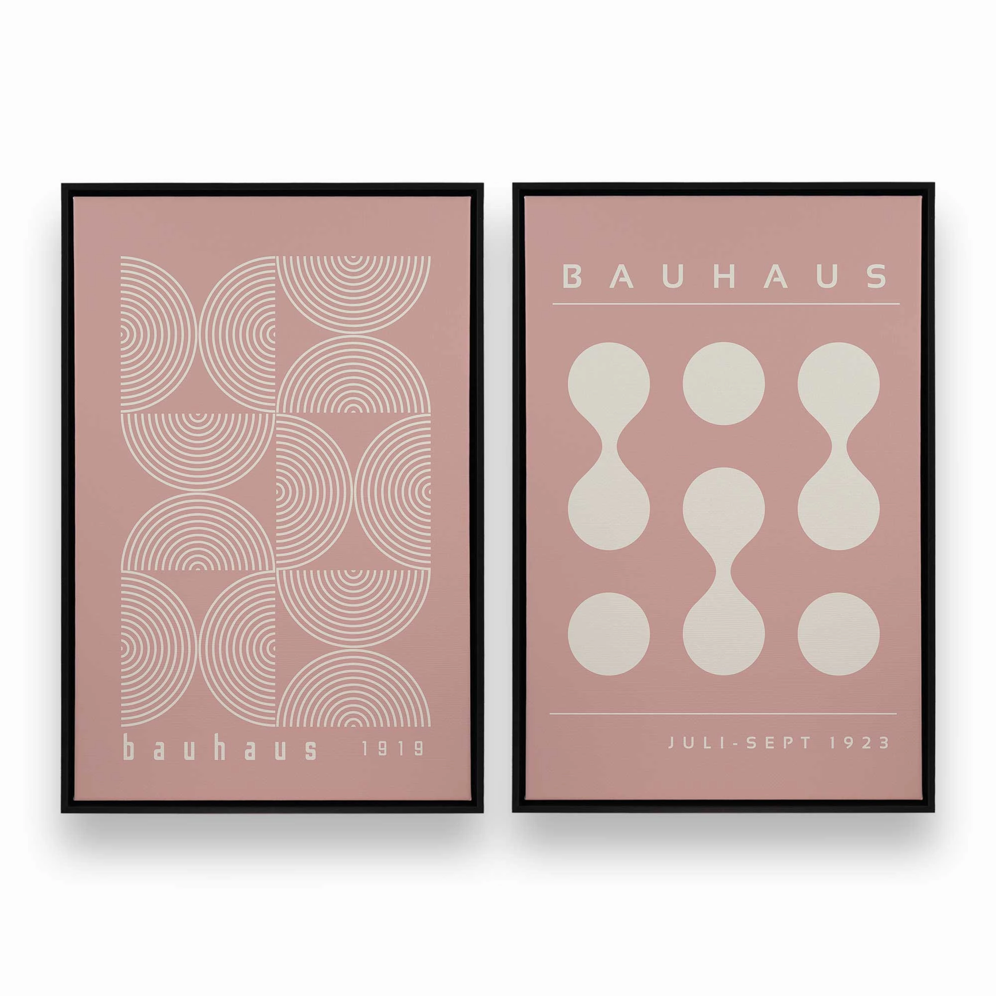 Pink Bauhaus Flow, Set of 2 Prints on Canvas