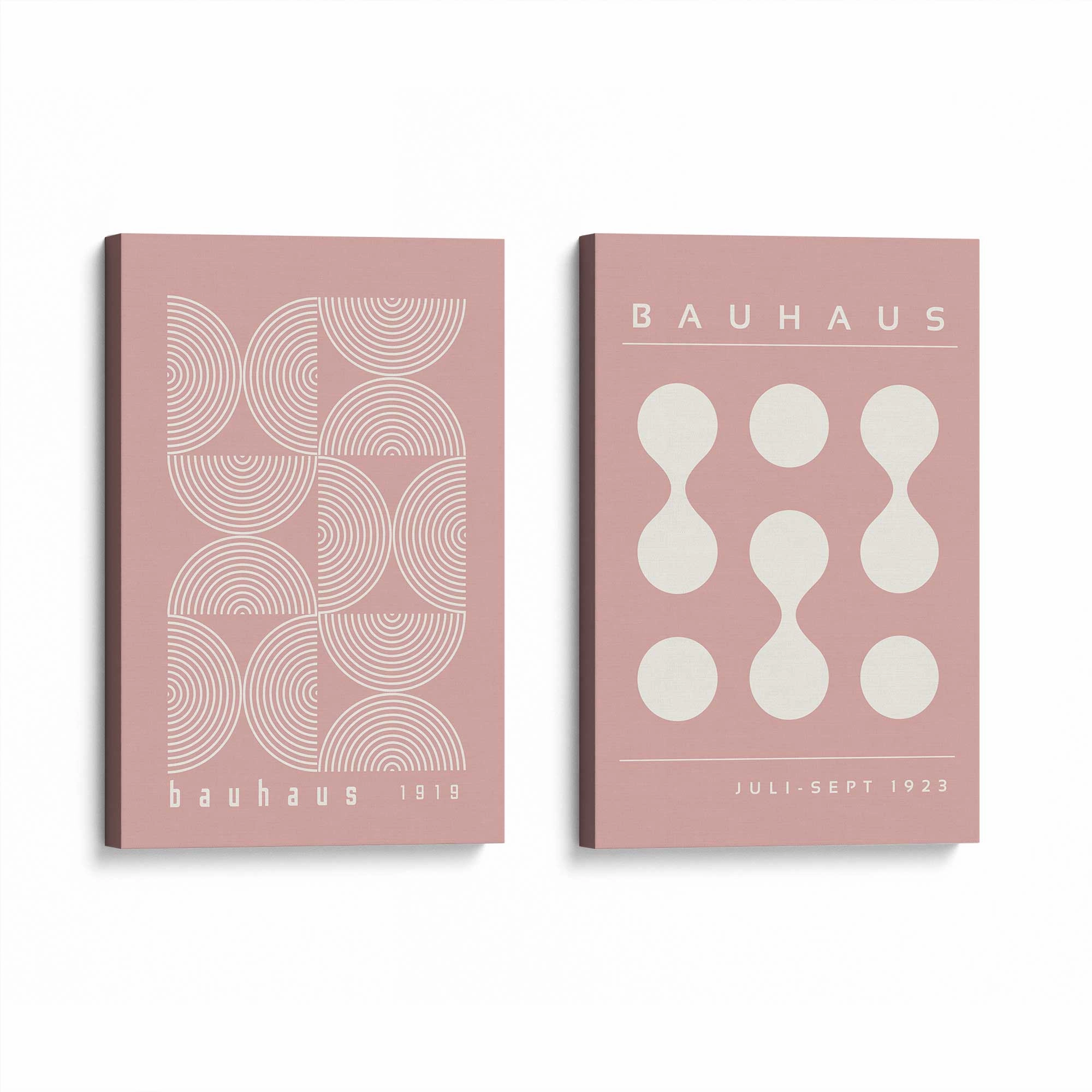 Pink Bauhaus Flow, Set of 2 Prints on Canvas