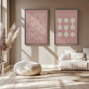 Pink Bauhaus Flow, Set of 2 Prints on Canvas