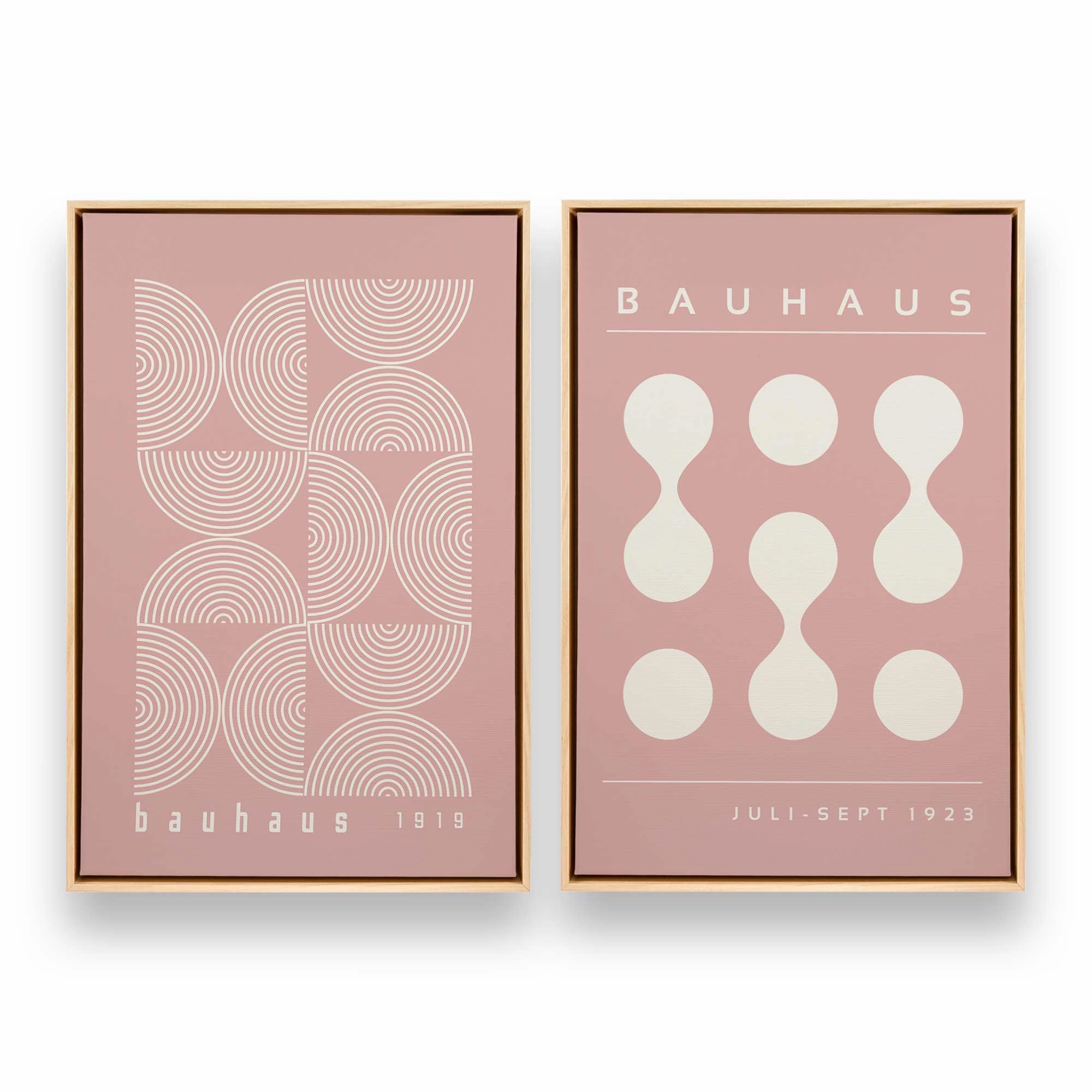 Pink Bauhaus Flow, Set of 2 Prints on Canvas