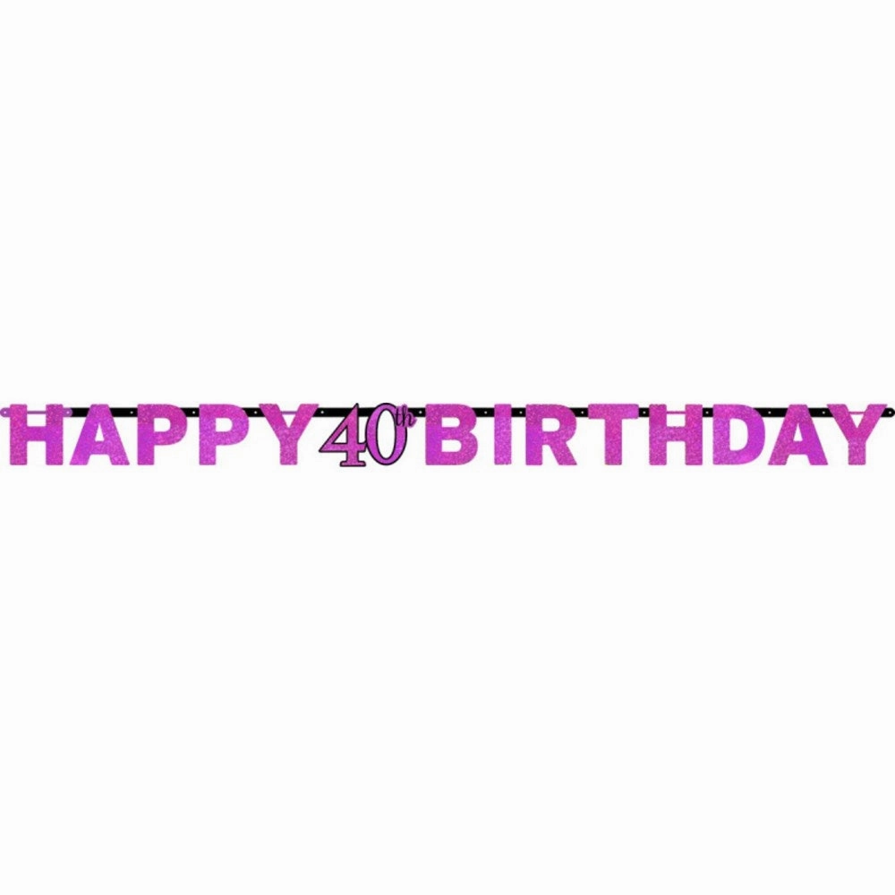 Pink Celebration 40th Prismatic Letter Garland