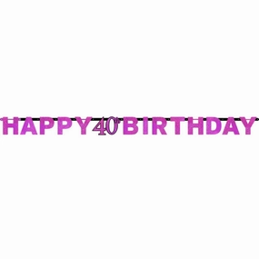 Pink Celebration 40th Prismatic Letter Garland