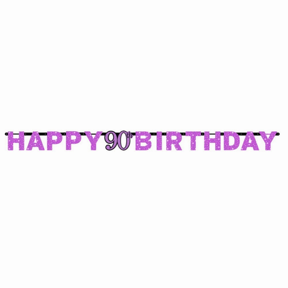 Pink Celebration 90th Prismatic Letter Garland