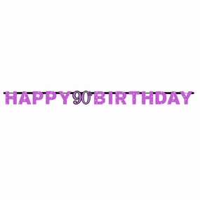 Pink Celebration 90th Prismatic Letter Garland
