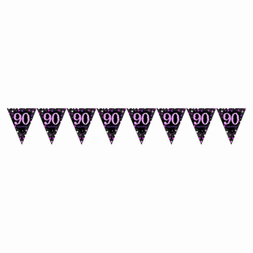 Pink Celebration 90th Prismatic Pennant Banner