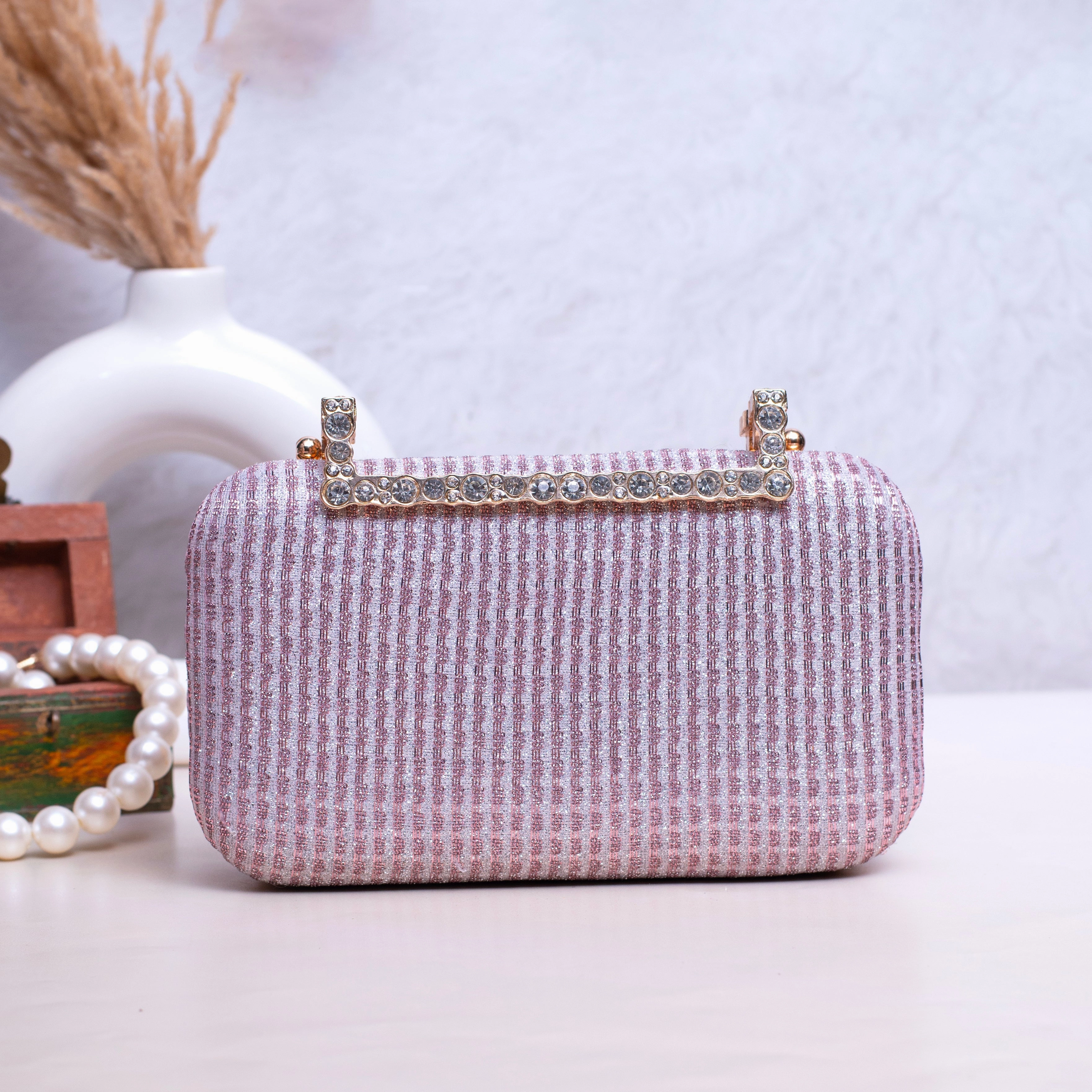 Pink Shimmery Fabric Clutch