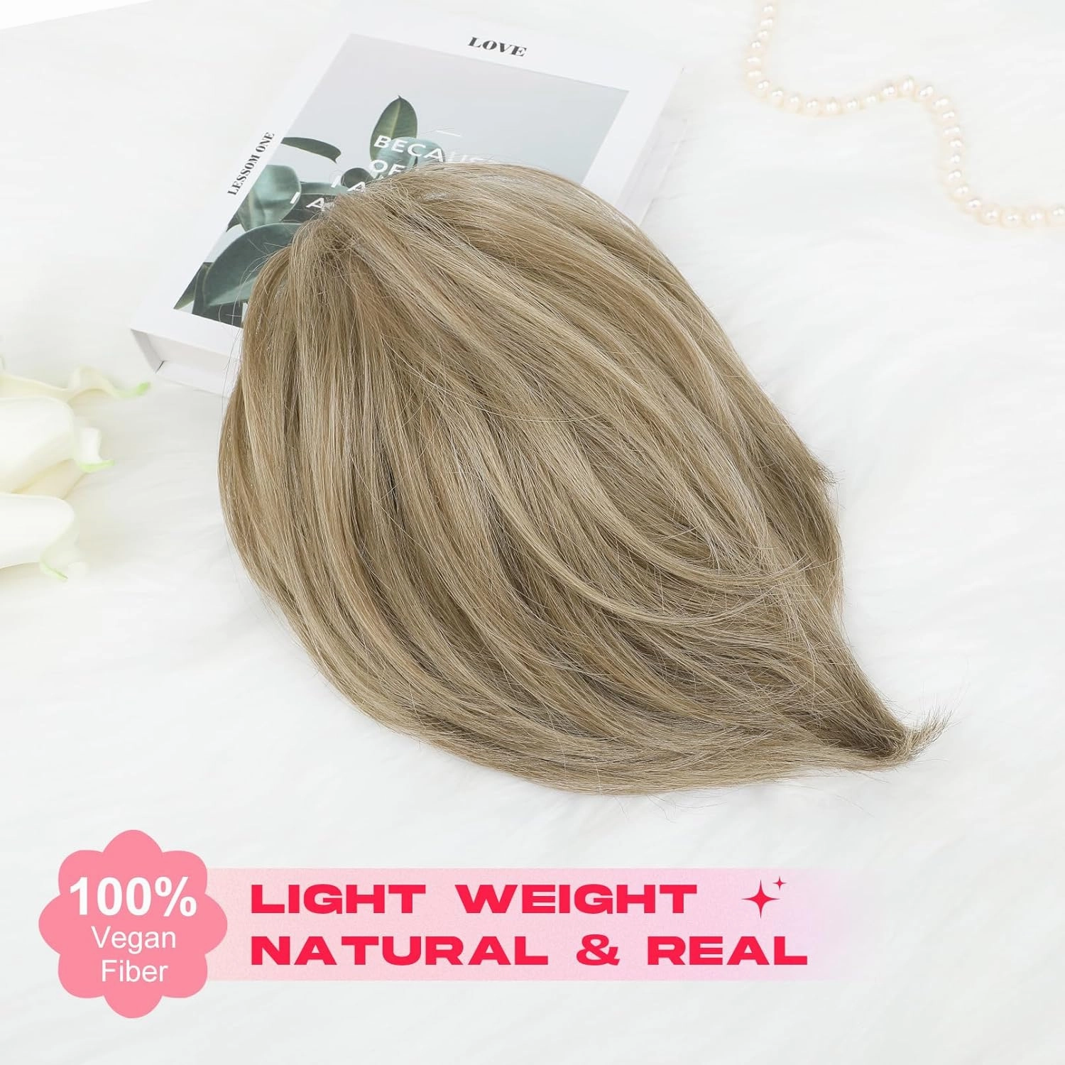 Ponytail Extension, 10" Short Claw Clip in Ponytail Hair Extensions Messy Bun Hair Piece Natural Soft Synthetic Straight Pony Tail Hair Pieces for Women - Ash Brown with Highlights