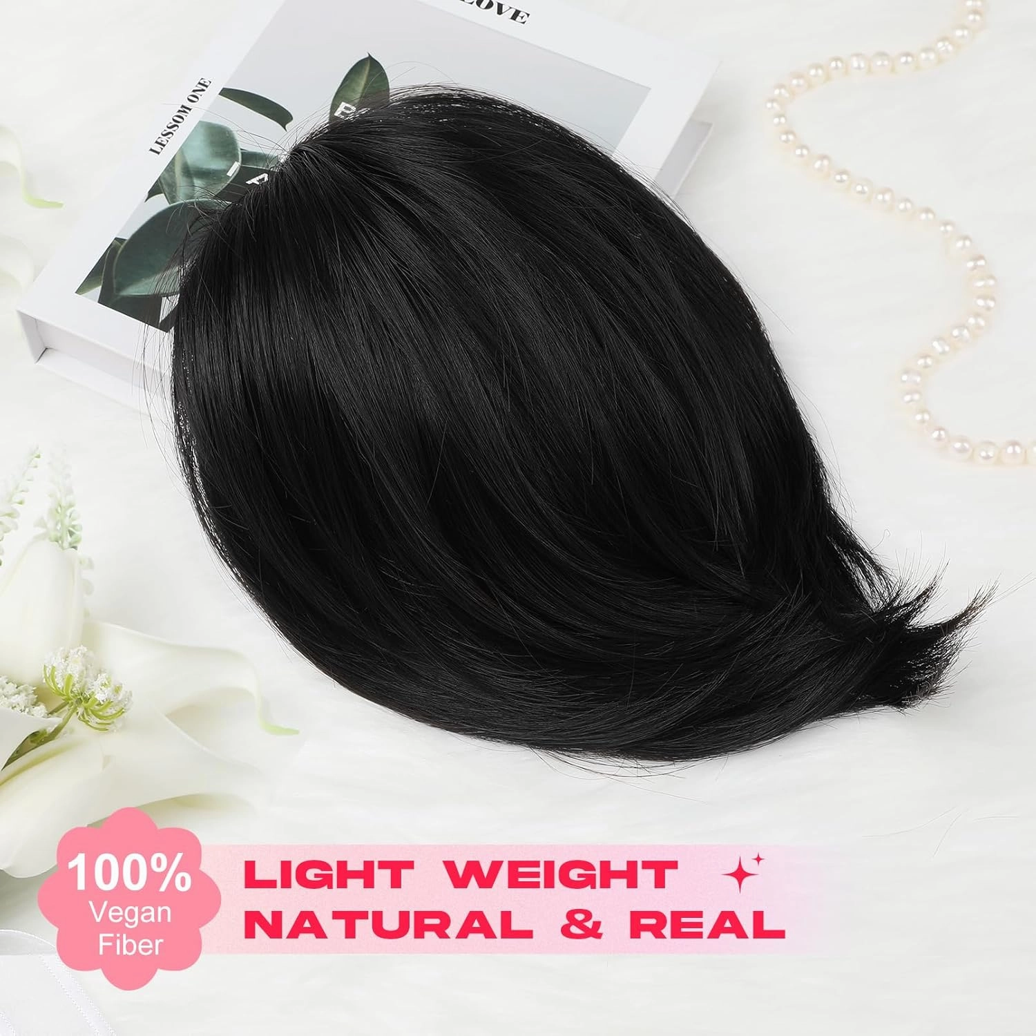 Ponytail Extension, 10" Short Claw Clip in Ponytail Hair Extensions Messy Bun Hair Piece Natural Soft Synthetic Straight Pony Tail Hair Pieces for Women - Black