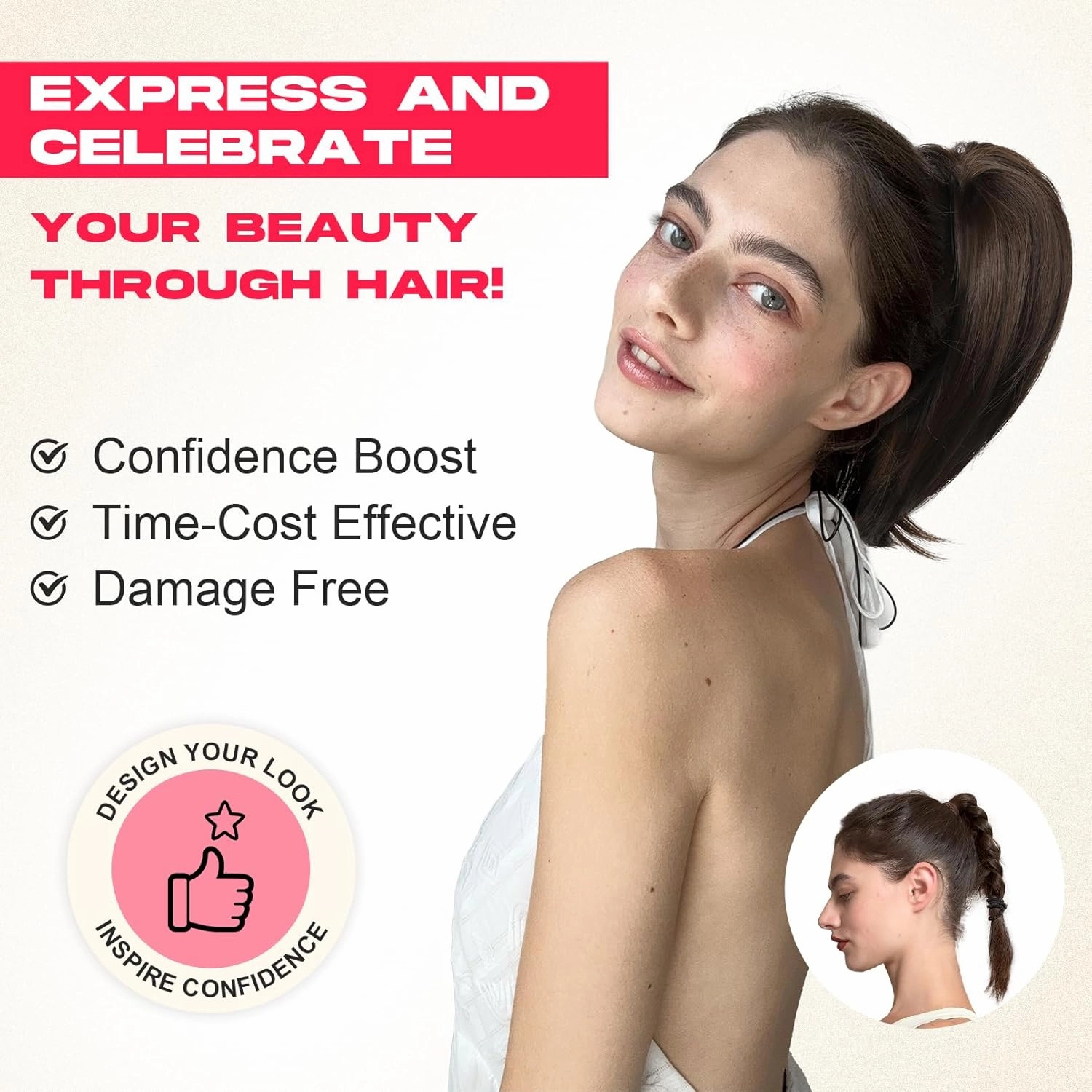 Ponytail Extension, 10" Short Claw Clip in Ponytail Hair Extensions Messy Bun Hair Piece Natural Soft Synthetic Straight Pony Tail Hair Pieces for Women - Chestnut Brown with Highlights