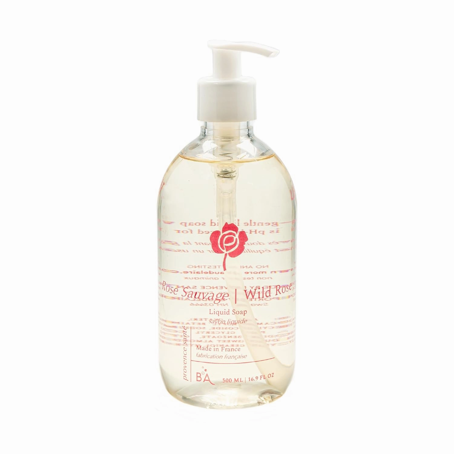 Provence Sante Natural Liquid Soap - Moisturizing Almond Oil Hand Soap with Floral Wild Rose Scent - Elegant Pump Dispenser for Kitchen & Bath (16.9 oz)