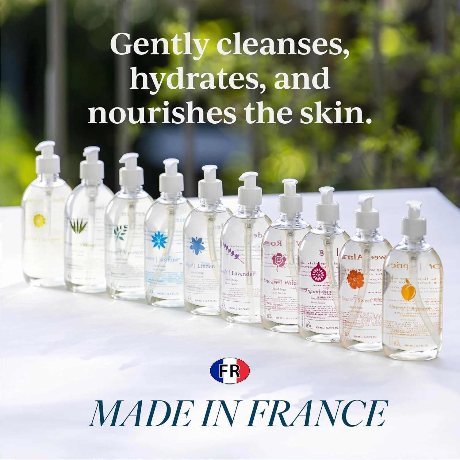Provence Sante Natural Liquid Soap - Moisturizing Almond Oil Hand Soap with Floral Wild Rose Scent - Elegant Pump Dispenser for Kitchen & Bath (16.9 oz)