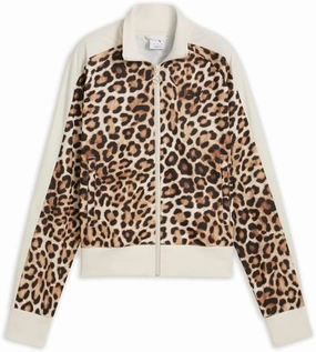 PUMA Womens T7 Leo Luxe Leopard Print Short Athletic Outerwear Casual - White - Size M