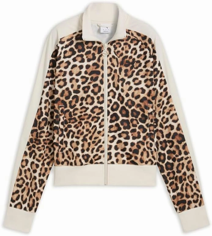 PUMA Womens T7 Leo Luxe Leopard Print Short Athletic Outerwear Casual - White - Size M