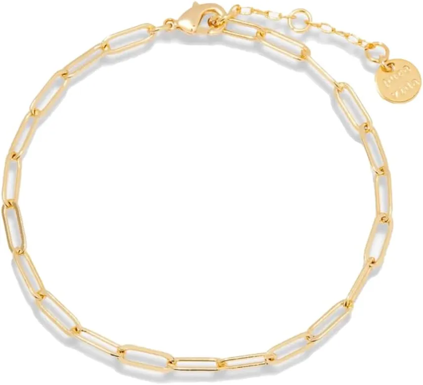 Pura Vida Bracelet Harper Paperclip Chain Bracelet with 1-Inch Extender - Gold