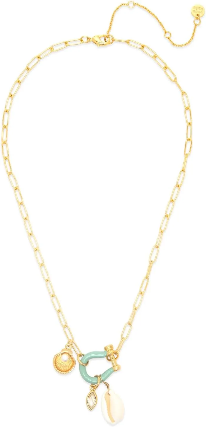 Pura Vida Necklace Gold Bonne Chance Cowrie Charm Necklace - 18-Inch Gold Chain