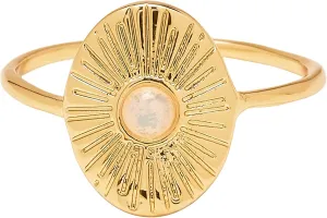 Pura Vida Ring Silver or Gold Plated Sun Ray Ring - Handmade Ring with Glass Opal Stone, Brass Base with Rhodium or Gold Plating - Cute Rings, Boho Jewelry for Women - Size 5-9