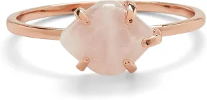 Pura Vida Rose Gold or Silver-Plated Crystal Cove Ring w/Rose Quartz or Amethyst - Brass Base, Gemstone Charm, Rhodium - Size 5-9