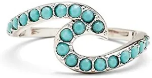 Pura Vida Rose Gold or Silver-Plated Stone Wave Toe Ring w/Opal or Turquoise - Adjustable Ends, Brass Base - One Size