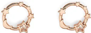Pura Vida Rose Gold-Plated Celestial Stud Earrings w/Cubic Zirconia Stone - Brass Base, Sterling Silver Posts - 1 Pair