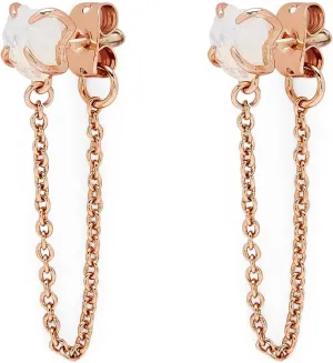 Pura Vida Rose Gold-Plated Raw Gem Chain Wrap Earrings - Brass Base, Sterling Silver Posts - 1 Pair