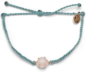 Pura Vida Silver or Rose Gold Crystal Cove Charm Bracelet w/Amethyst or Rose Quartz - Adjustable Band, Brand Charm