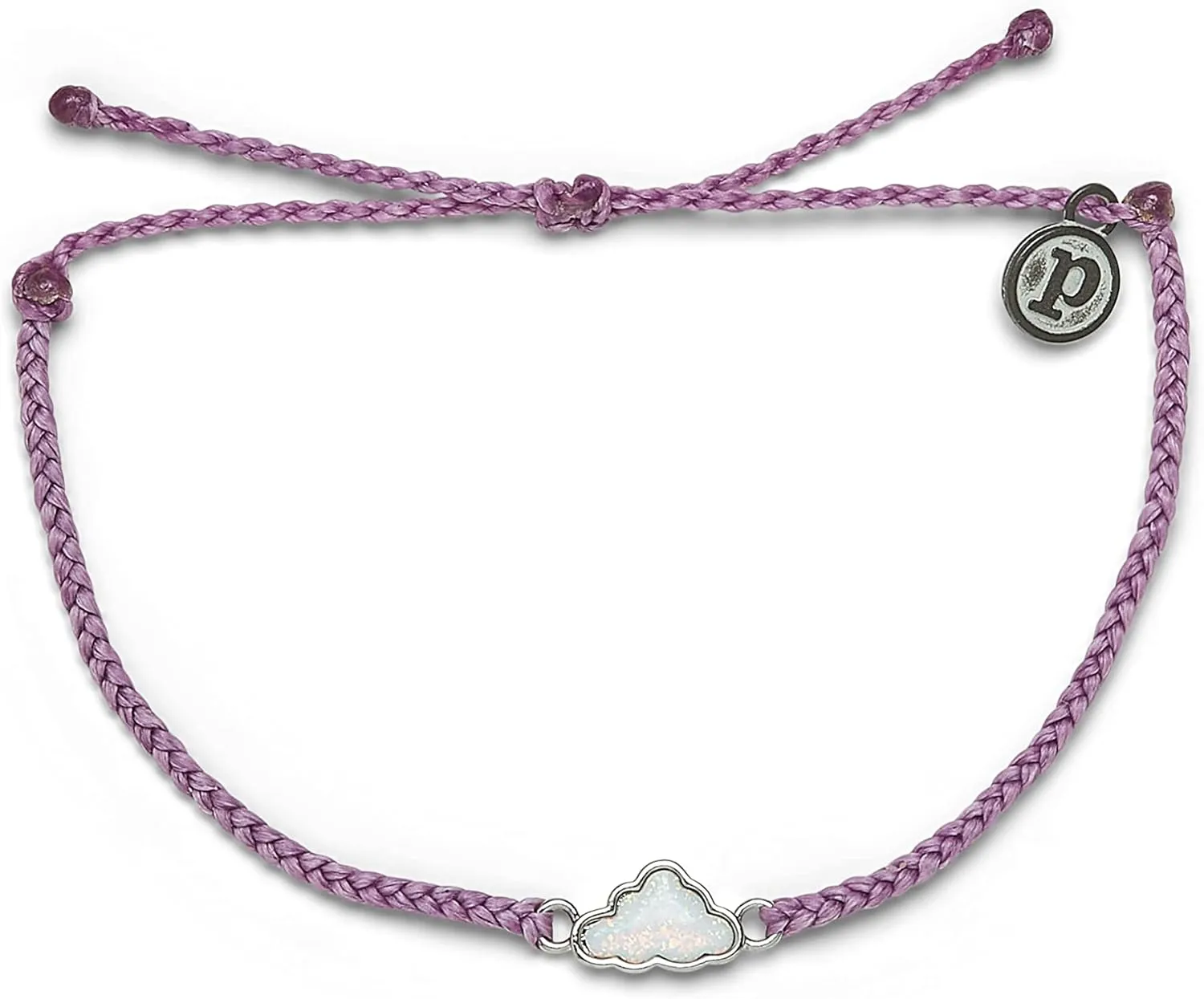 Pura Vida Silver or Rose Gold Opal Cloud Bracelet w/Synthetic Opalite - 100% Waterproof, Adjustable Band, Brand Charm