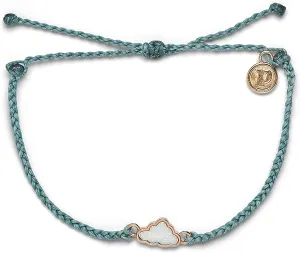 Pura Vida Silver or Rose Gold Opal Cloud Bracelet w/Synthetic Opalite - 100% Waterproof, Adjustable Band, Brand Charm