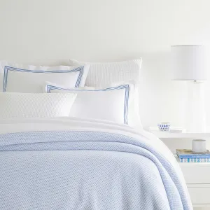 Quinn French Blue Cotton Blanket, Full/Queen Size, Blue Solid Pattern