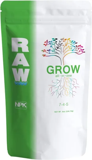 RAW All in One Grow 8oz - Complete Plant Nutrition for Thriving Growth - Indoor, Outdoor, Hydroponic Use