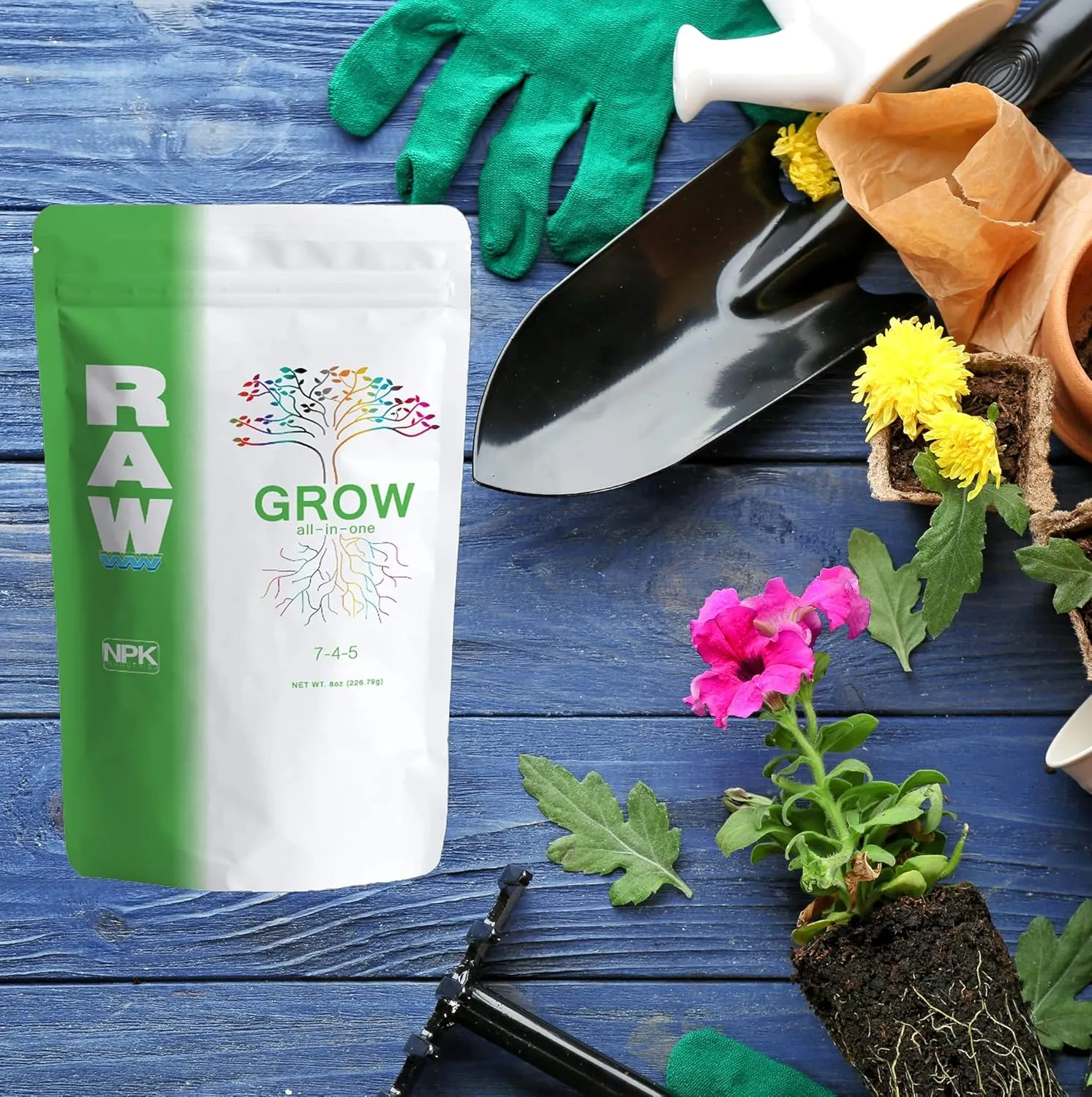 RAW All in One Grow 8oz - Complete Plant Nutrition for Thriving Growth - Indoor, Outdoor, Hydroponic Use