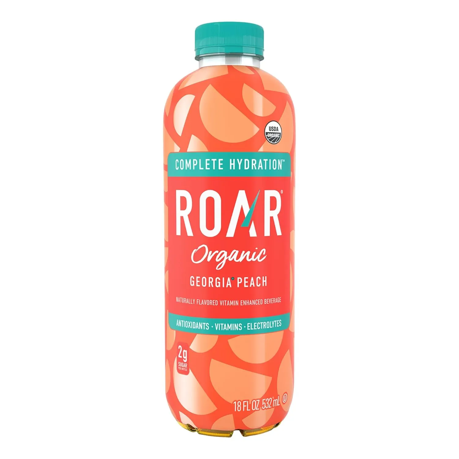 ROAR Complete Hydration Organic - Electrolyte Drinks Loaded with Vitamins C, B5, B12 - Non-GMO, Gluten-Free - Georgia Peach - 12 pc