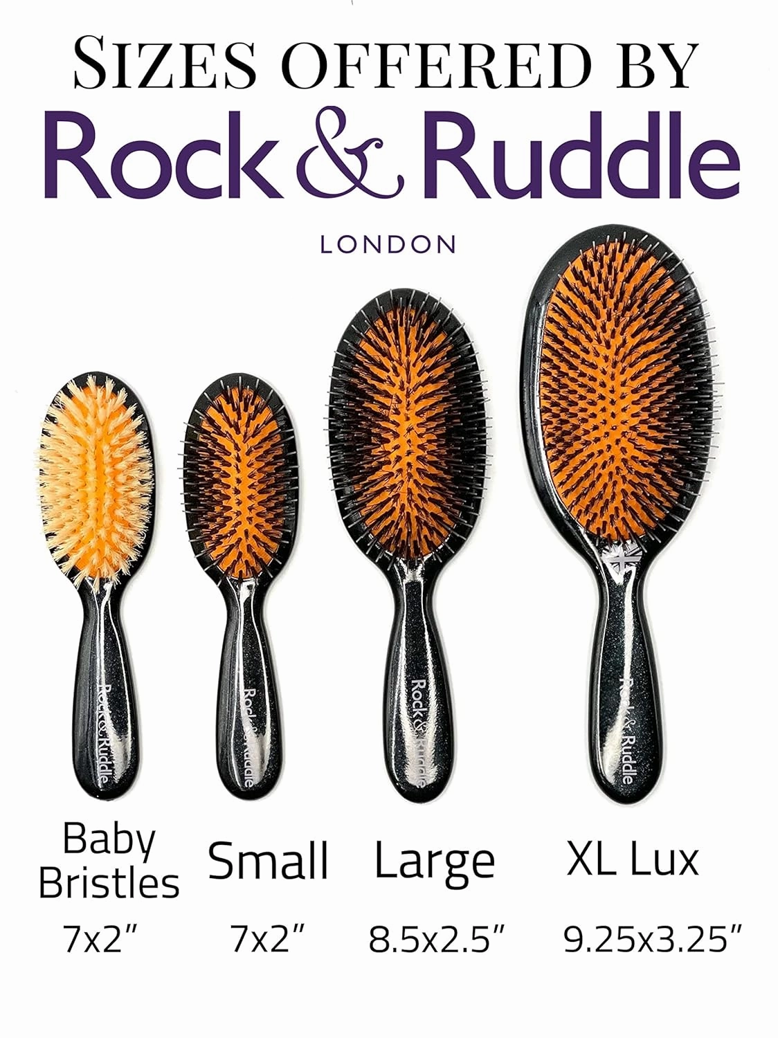 Rock & Ruddle Natural Mixed Boar Bristle Hair Brush for Women and Kids (Small 6.9") - Perfect for Wet or Dry Hair, Detangling Smoothing Blowdrying - Designed & Made in UK - Pink Gingham