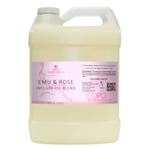 Rose Infused Emu Oil Blend - 100% Natural Botanical, Rendered 7 Times, Refined Carrier Mix, For Hair, Skin, Nails and Face - 1 GALLON