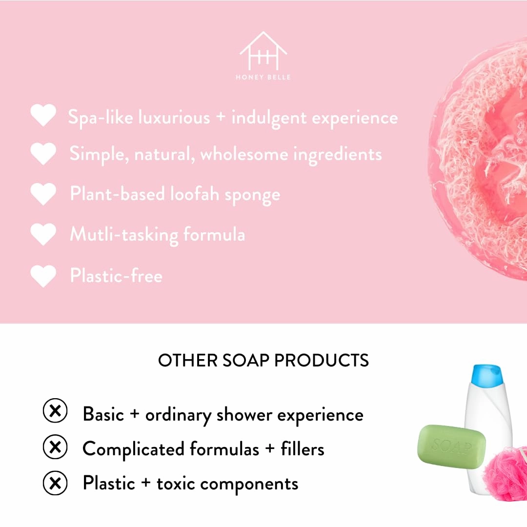 Rose Exfoliating Loofah Soap 2-Pack - Exfoliating Bar Soap with Loofah Inside - Cleansing, Moisturizing, Nourishing, Scrubby Soap - Plant-Based, Eco-Friendly, Vegan, Cruelty-Free