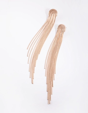 Rose Gold Waterfall Diamond Cut Earrings